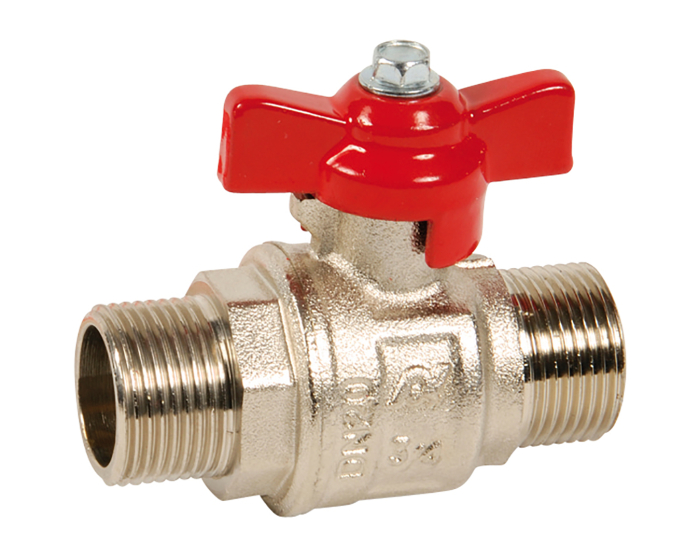 Brass ball valve 548 BSP male/male red butterfly handle 3/8''